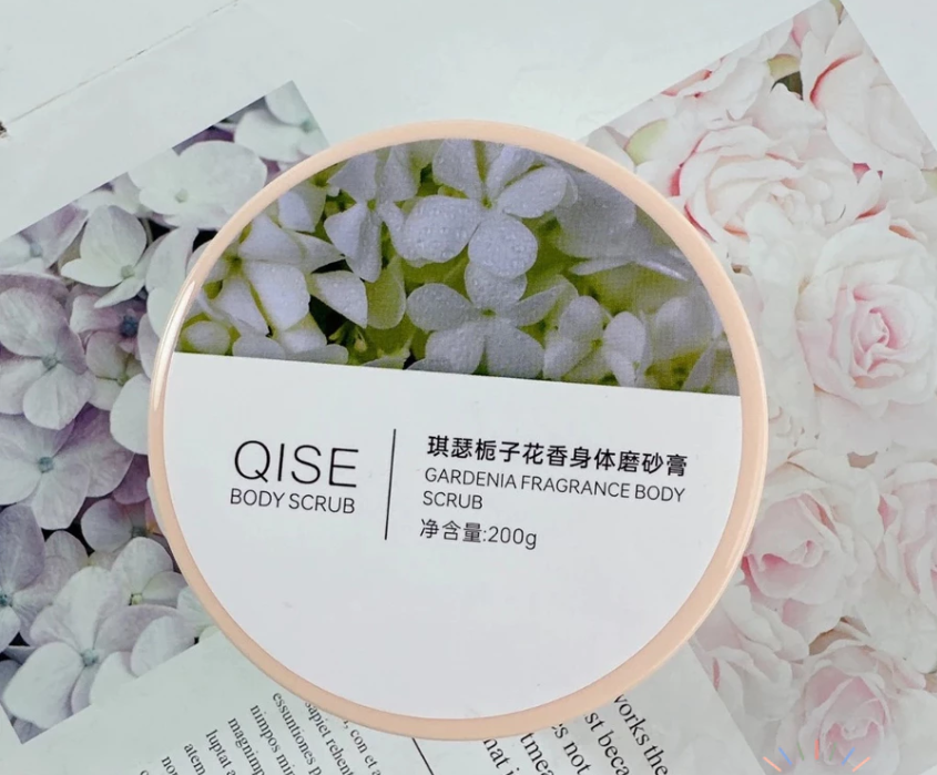 Tẩy tế bào chết toàn thân hương hoa dành dành làm sáng da xỉn màu, cải thiện da sần, dưỡng ẩm và làm trắng mịn da QISE